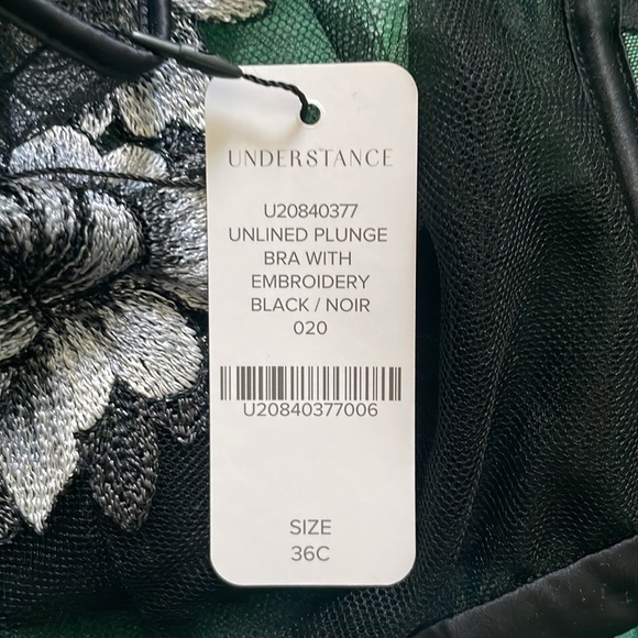 Moonlight Sheer Plunge Black Floral Embroidered Bra & Matching Thong - Picture 9 of 10